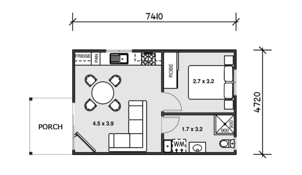 1 Bedroom Granny Flat Layout