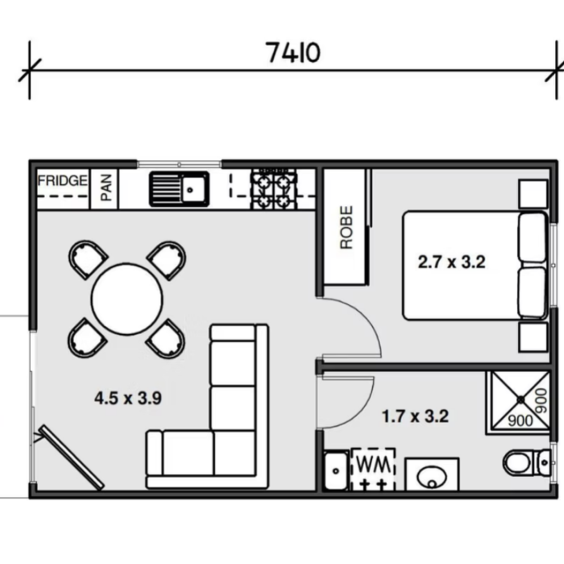 1 Bedroom Granny Flat Layout